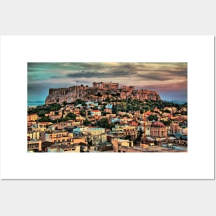 Greece. Athens. Acropolis in the evening. Posters and Art